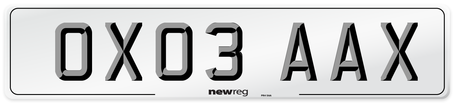OX03 AAX Number Plate from New Reg